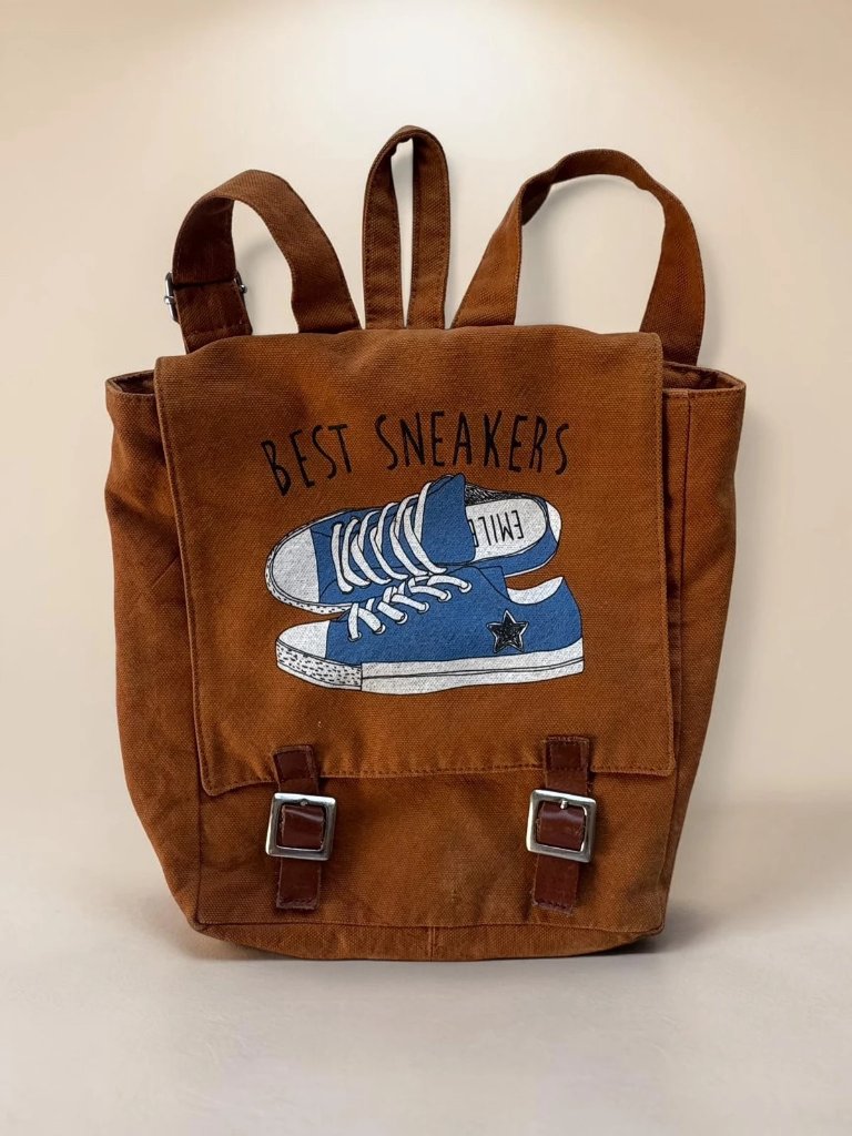 Emile Et Ida - Sneakers Canvas Kids Backpack - Caramel Color